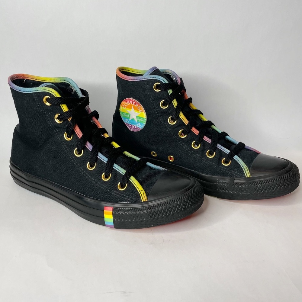 Converse All Star Black Rainbow Pride High Top Sneakers Size 8